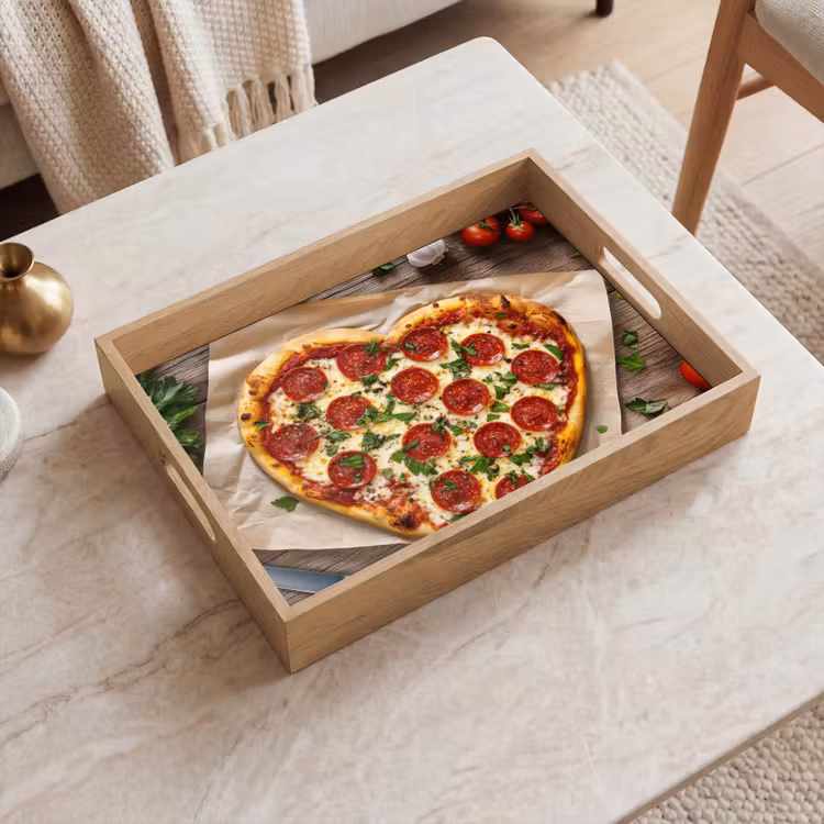 Pizza - Hart - Pepperoni - Tomaat Dienblad Rechthoek middel -sfeer1