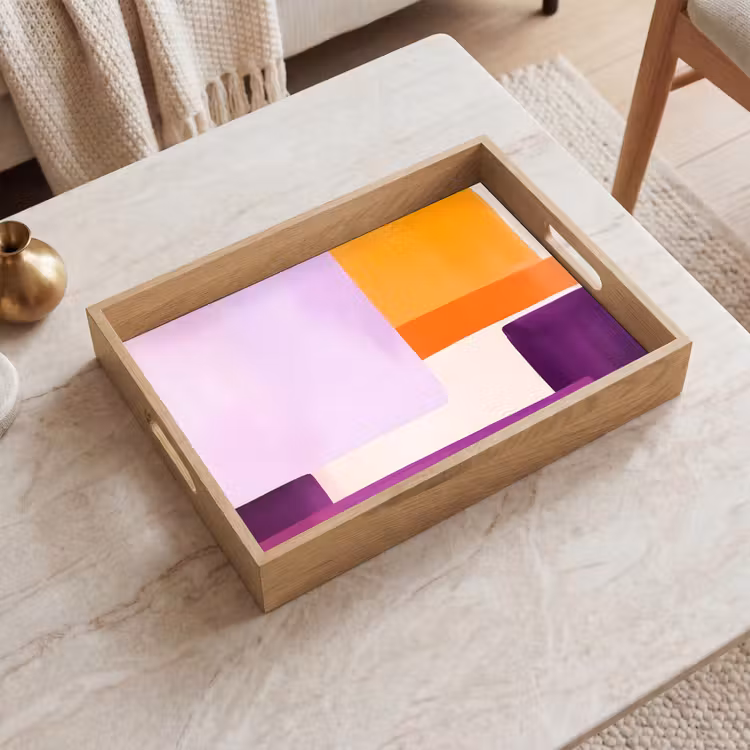 Vlakken - Abstract - Rechthoekig - Oranje Dienblad Rechthoek middel -sfeer1