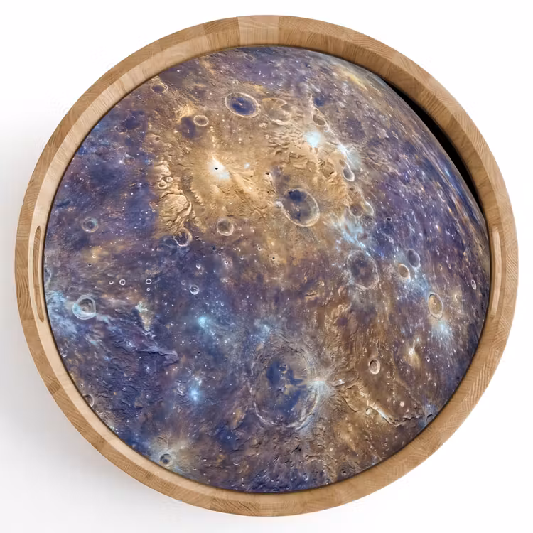 Tray - Planet - Craters - Space - Planeet - Kraters - Ruimte Dienblad Rond middel