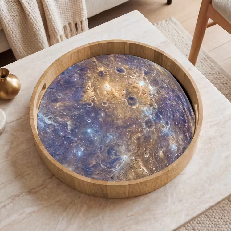 Tray - Planet - Craters - Space - Planeet - Kraters - Ruimte Dienblad Rond middel