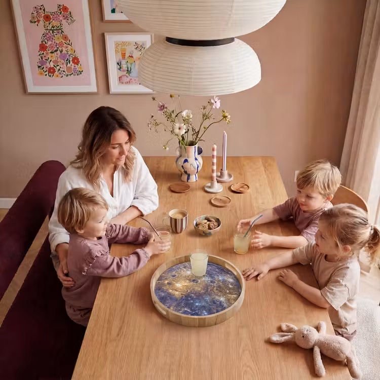 Tray - Planet - Craters - Space - Planeet - Kraters - Ruimte Dienblad Rond middel