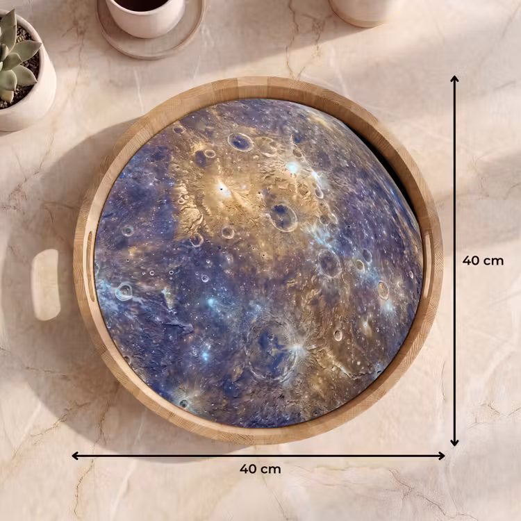 Tray - Planet - Craters - Space - Planeet - Kraters - Ruimte Dienblad Rond middel