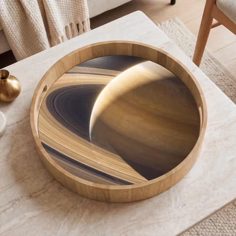 Tray - Planet - Rings - Space - Planeet - Ringen - Ruimte Dienblad Rond middel