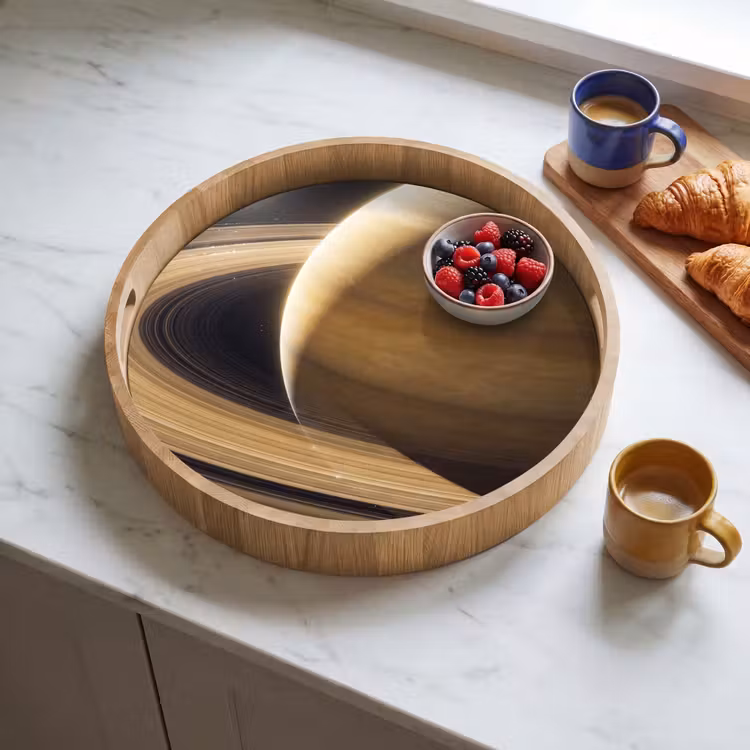 Tray - Planet - Rings - Space - Planeet - Ringen - Ruimte Dienblad Rond middel