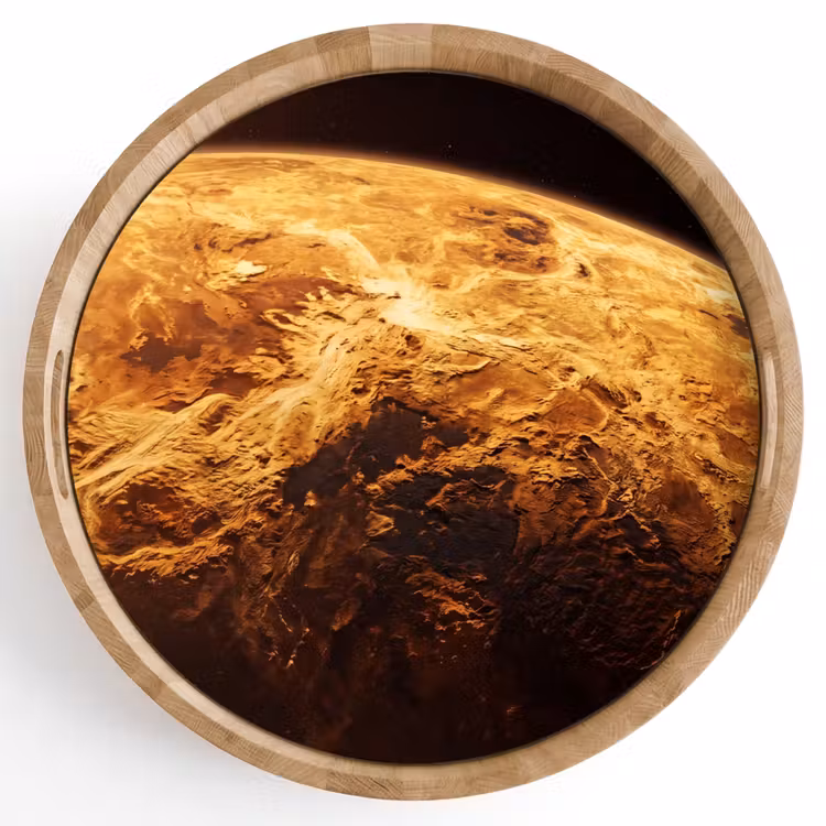 Tray - Planet - Space - Orange - Planeet - Ruimte - Oranje Dienblad Rond middel