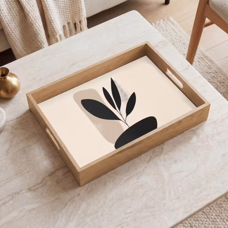 Plant - Beige - Japandi Dienblad Rechthoek middel -sfeer1