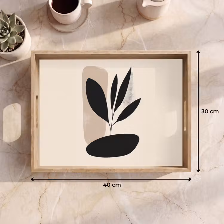 Plant - Beige - Japandi Dienblad Rechthoek middel -USP_Formaat