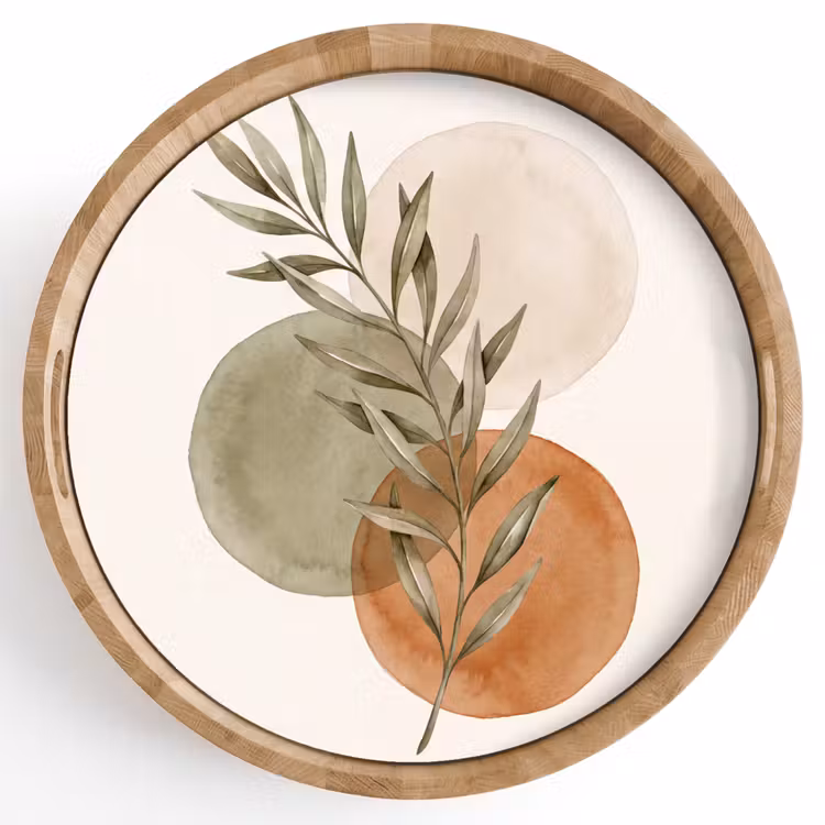 Tray - Plant - Circles - Abstract - Plant - Cirkels - Abstract Dienblad Rond middel