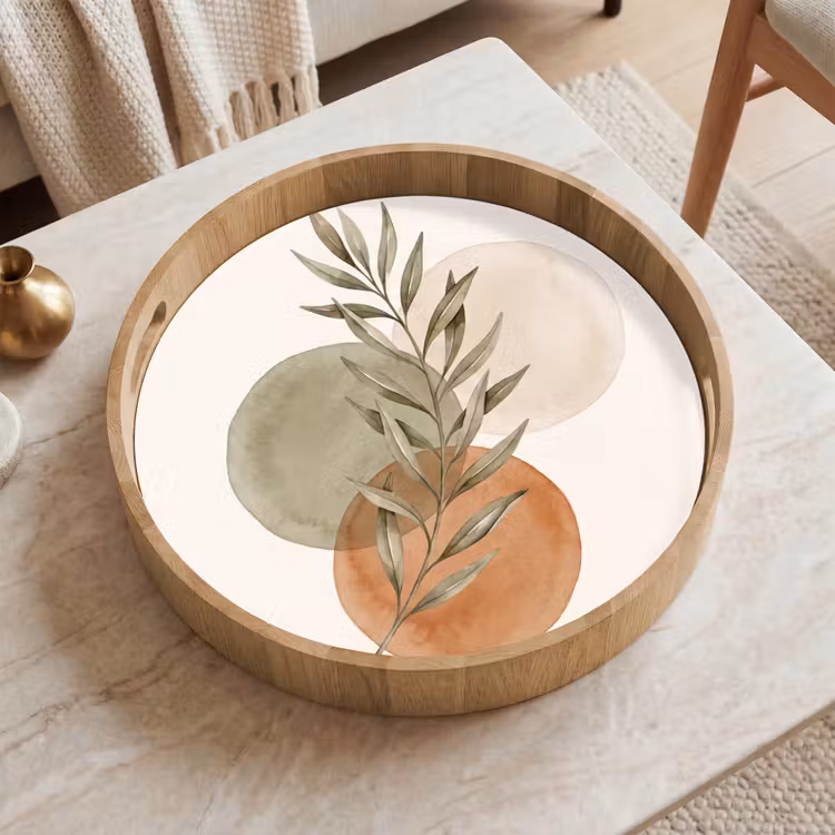 Tray - Plant - Circles - Abstract - Plant - Cirkels - Abstract Dienblad Rond middel