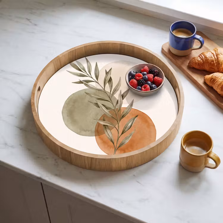 Tray - Plant - Circles - Abstract - Plant - Cirkels - Abstract Dienblad Rond middel