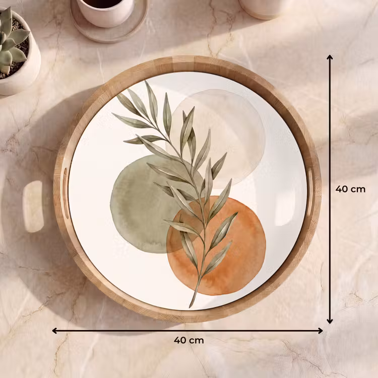 Tray - Plant - Circles - Abstract - Plant - Cirkels - Abstract Dienblad Rond middel