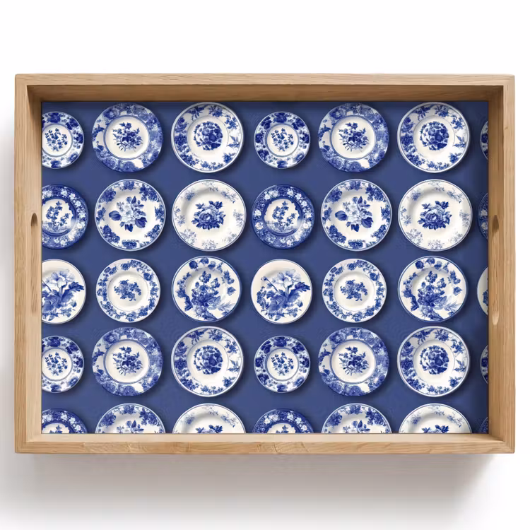Borden - Floraal - Blauw Dienblad Rechthoek middel 911 -z3d_shopping
