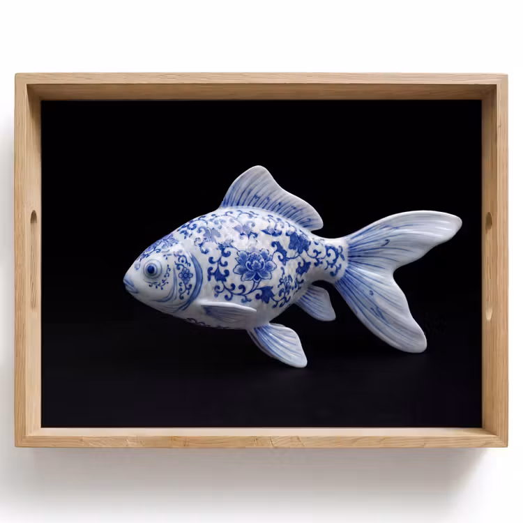 Porselein - Goudvis - Delfts - Blauw Dienblad Rechthoek middel -z3d_shopping