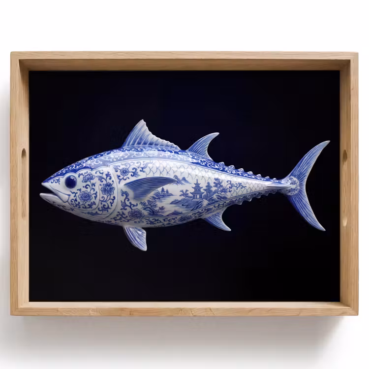 Porselein - Tonijn - Delfts - Blauw Dienblad Rechthoek middel -z3d_shopping