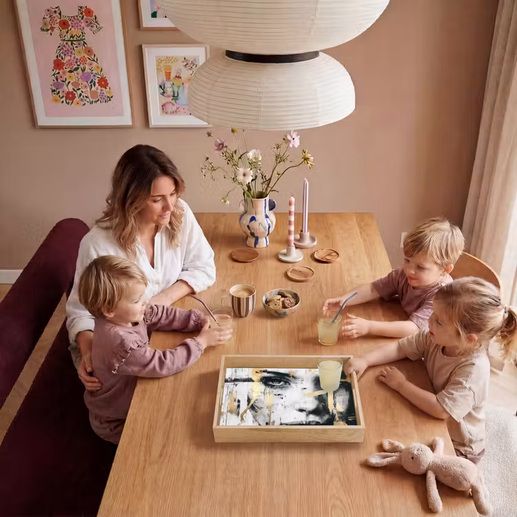 Portret - Vrouw - Penseelstreken - Goud Dienblad Rechthoek middel -sfeer4