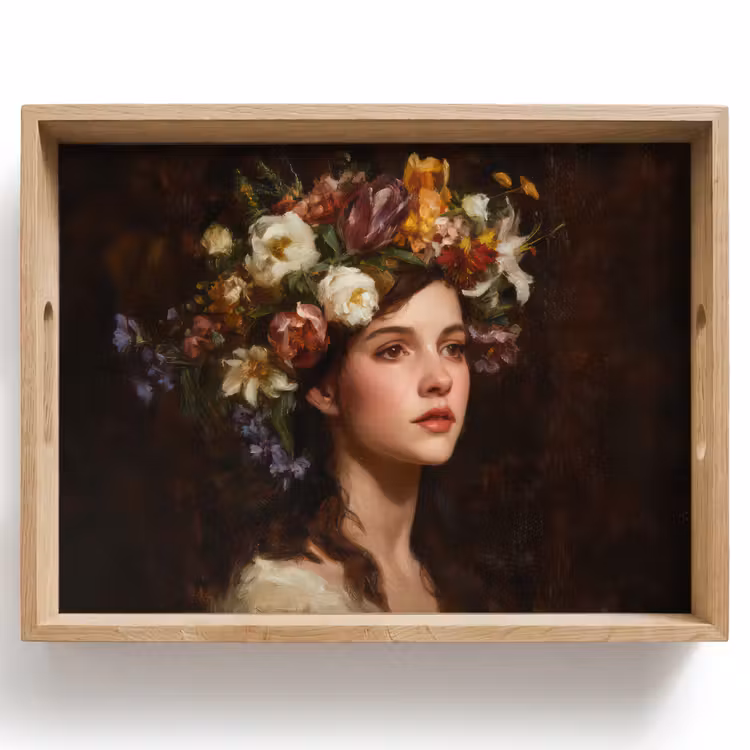 Portret - Vrouw - Bloemen Dienblad Rechthoek middel -z3d_shopping