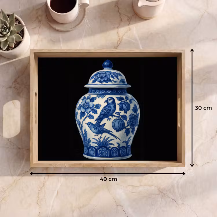 Pot - Delfts Blauw - Bloemen Dienblad Rechthoek middel -USP_Formaat