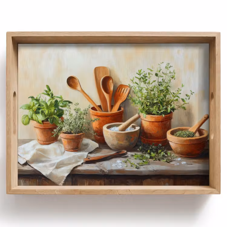 Potten - Kruiden - Hout Dienblad Rechthoek middel -z3d_shopping