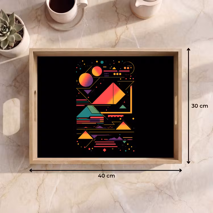 Piramides - Cirkels - Neonkleuren - Geometrisch Dienblad Rechthoek middel -USP_Formaat