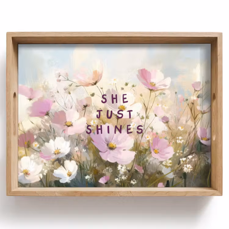 Quote - Bloemen - Schilderachtig Dienblad Rechthoek middel -z3d_shopping
