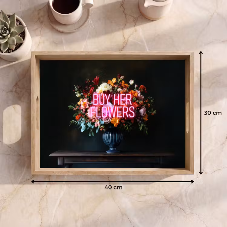 Quote - Bloemen - Vaas - Neon Dienblad Rechthoek middel -USP_Formaat