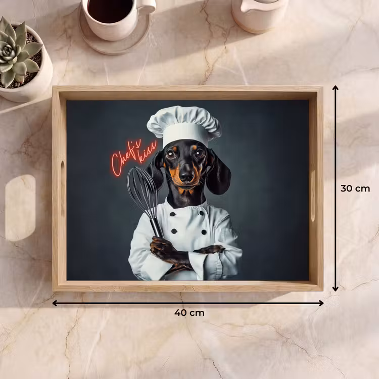 Quote - Neon - Hond - Kokskleding Dienblad Rechthoek middel -USP_Formaat