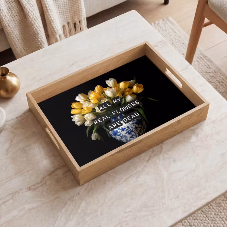 Quotes - Bloem - Tulp - Geel Dienblad Rechthoek middel -sfeer1