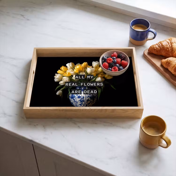 Quotes - Bloem - Tulp - Geel Dienblad Rechthoek middel -sfeer2