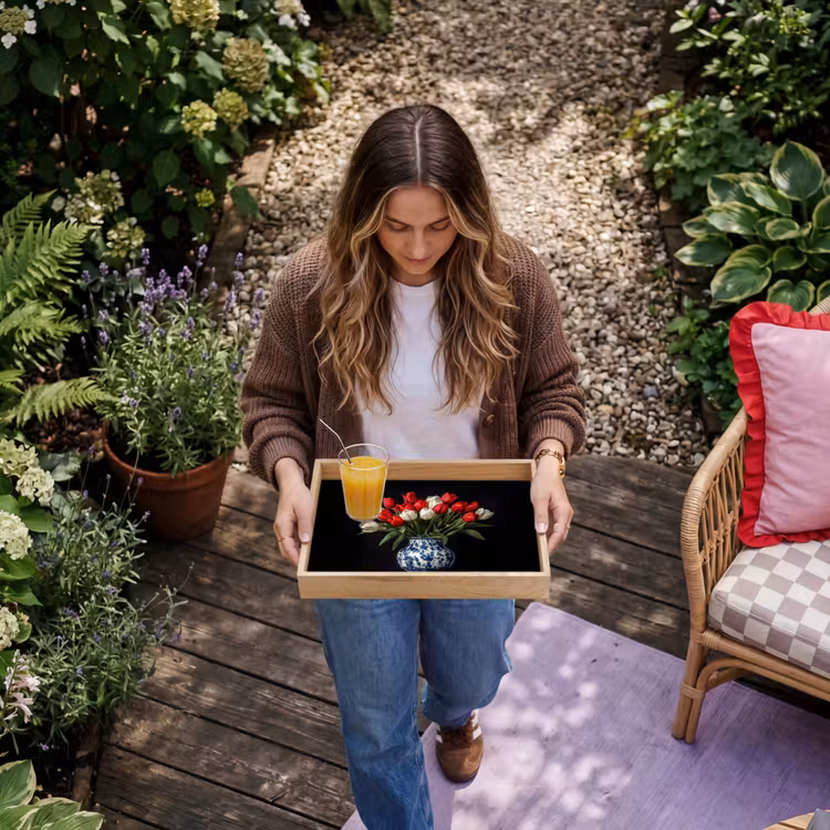 Rode - Bloemen - Tulpen - Vaas Dienblad Rechthoek middel -sfeer5