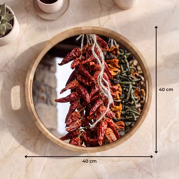 Tray - Red Peppers - Food - Rode pepers - Eten Dienblad Rond middel