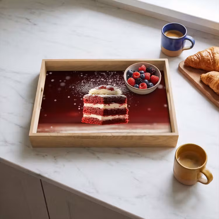 Rode - Velvet - Taart - Eten Dienblad Rechthoek middel -sfeer2
