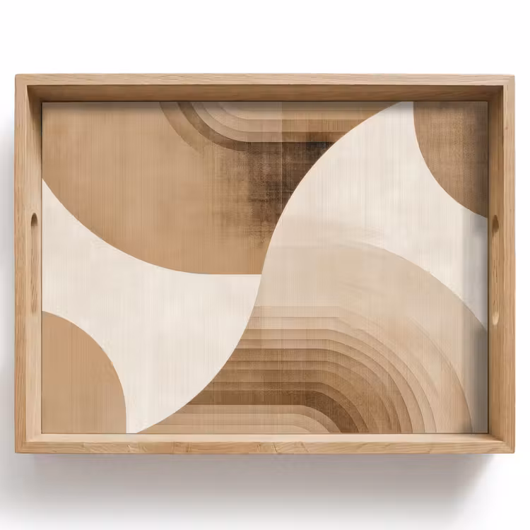 Retro - Geometrische lagen - Aardetinten Dienblad Rechthoek middel -z3d_shopping