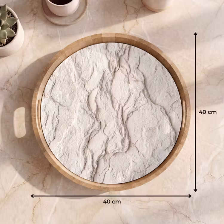 Rots - Structuur - Natuur - Beige - Abstract Dienblad Rond middel -USP_Formaat