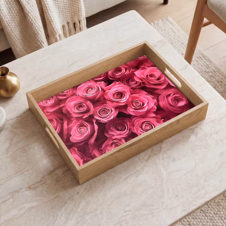 Rozen - Pink - Bloem Dienblad Rechthoek middel -sfeer1