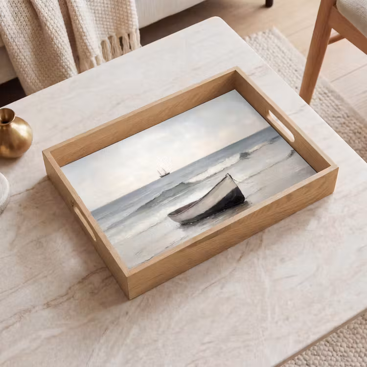 Roeiboot - Zee - Horizon Dienblad Rechthoek middel -sfeer1
