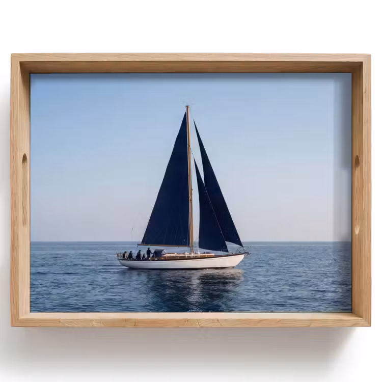 Zeilboot - Zee - Blauw Dienblad Rechthoek middel -z3d_shopping