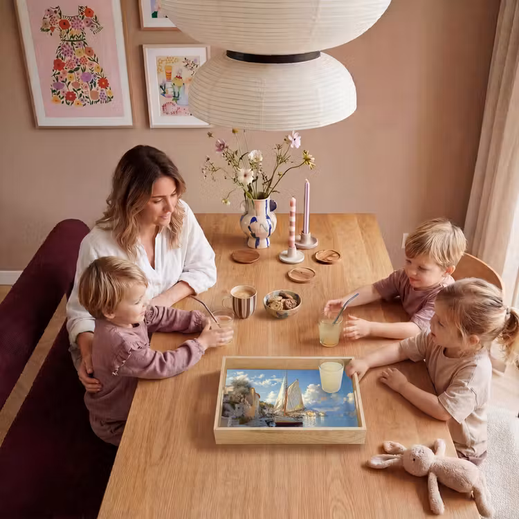 Zeilschip - Huizen - Kade - Zee Dienblad Rechthoek middel -sfeer4