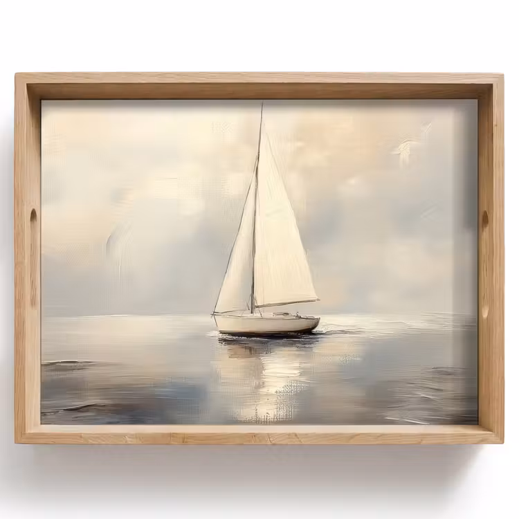 Zeilschip - Zee - Bewolkt Dienblad Rechthoek middel -z3d_shopping