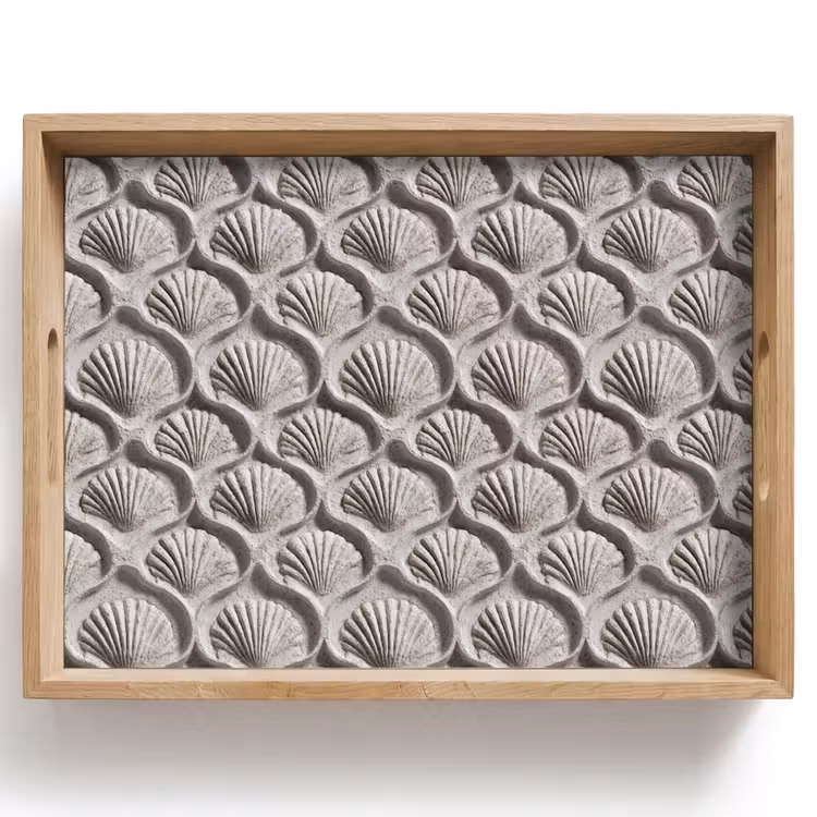 Zand - Schelpenvorm - Grijs Dienblad Rechthoek middel 911 -z3d_shopping