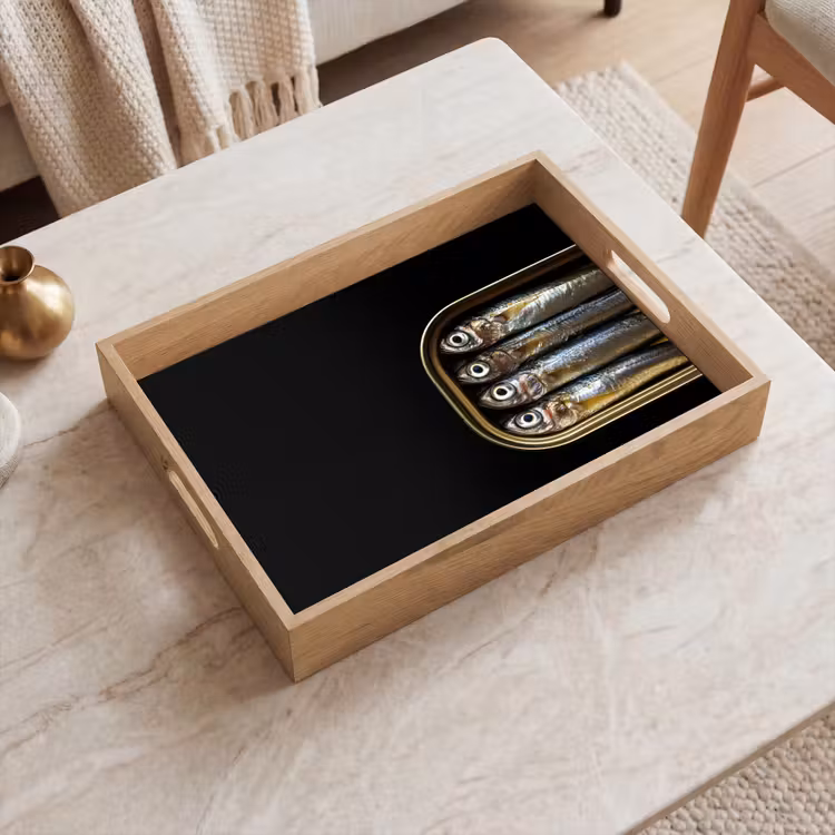 Sardines - Blik - Zwart - Vissen Dienblad Rechthoek middel -sfeer1