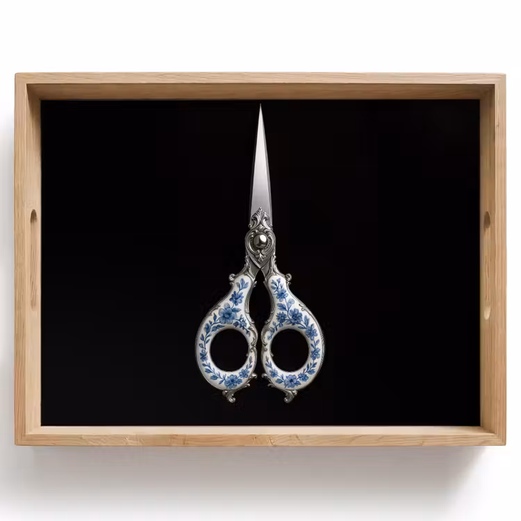 Schaar - Delfts blauw - Zwart Dienblad Rechthoek middel -z3d_shopping