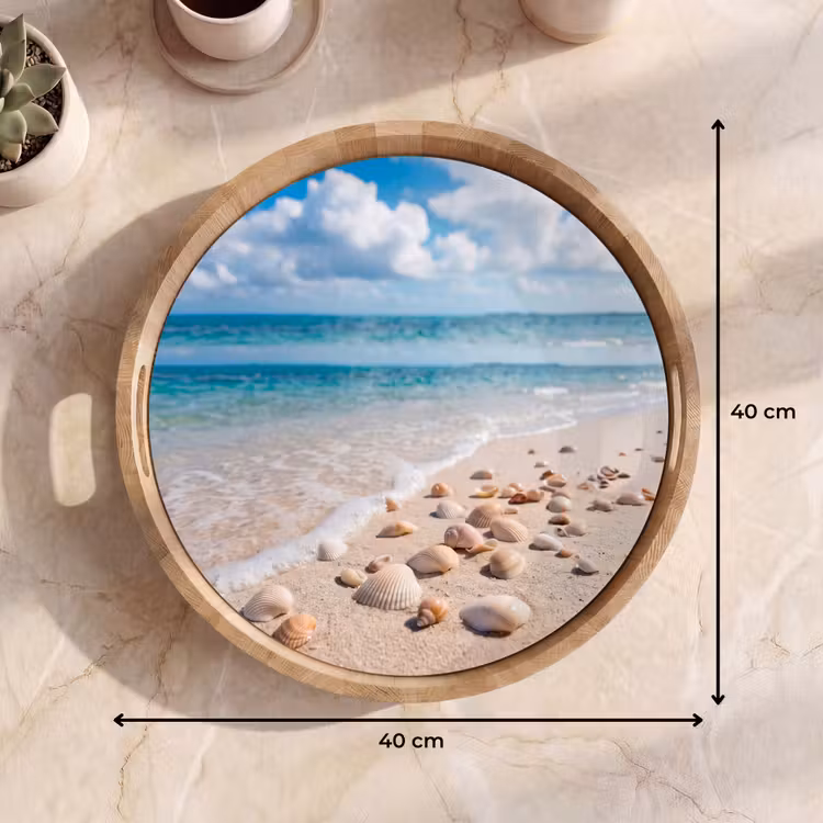 Schelpen - Strand - Natuur - Beige Dienblad Rond middel -USP_Formaat