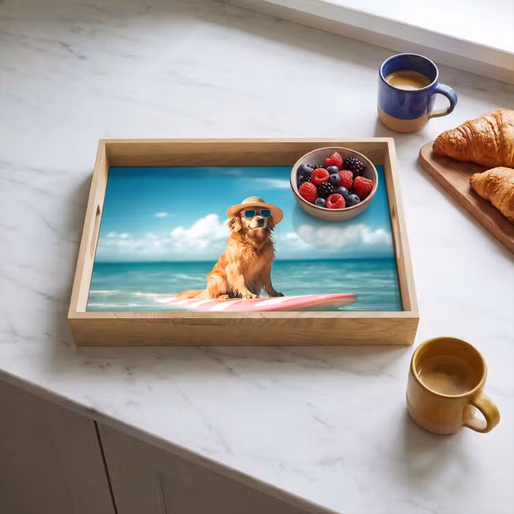 Zeewater - Hond - Golden retriever - Zonnebril Dienblad Rechthoek middel -sfeer2