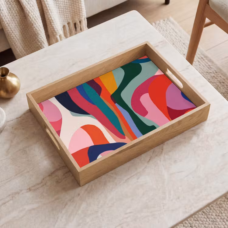 Vormen - Bochten - Kleurrijk - Abstract Dienblad Rechthoek middel -sfeer1
