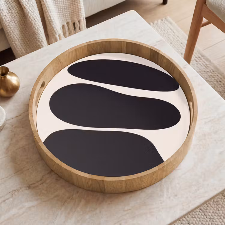 Tray - Shapes - Organic - Black - Vormen - Organisch - Zwart Dienblad Rond middel