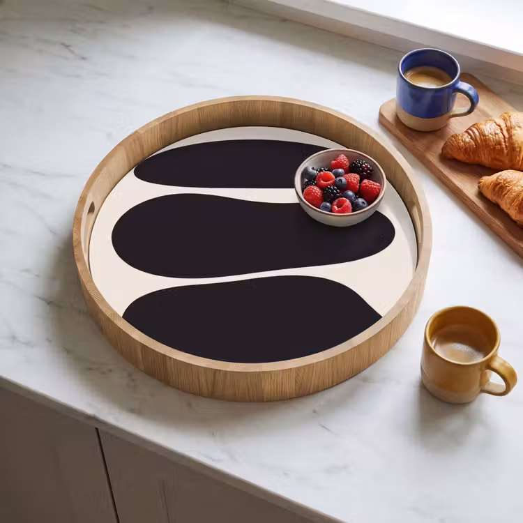 Tray - Shapes - Organic - Black - Vormen - Organisch - Zwart Dienblad Rond middel