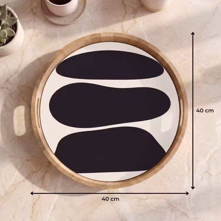 Tray - Shapes - Organic - Black - Vormen - Organisch - Zwart Dienblad Rond middel