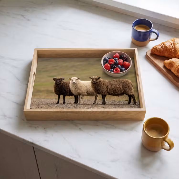 Schapen - Bruin - Wit - Grindpad Dienblad Rechthoek middel -sfeer2