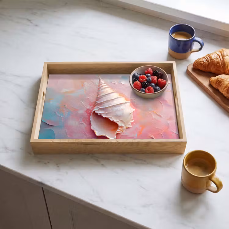 Schelp - Pastel - Pink Dienblad Rechthoek middel -sfeer2