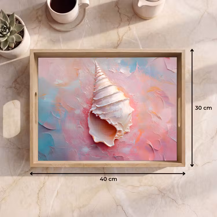 Schelp - Pastel - Pink Dienblad Rechthoek middel -USP_Formaat